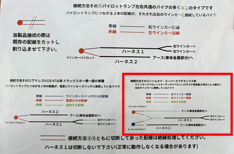 カブのハーネス配線加工