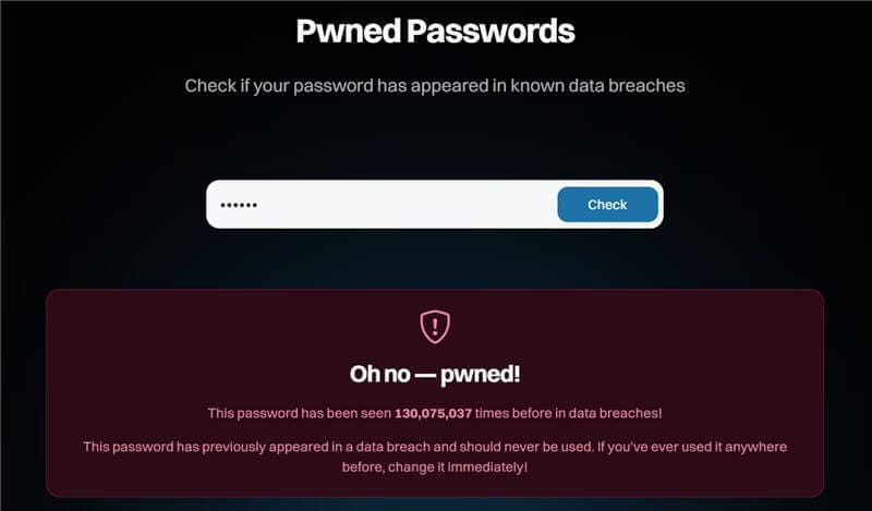 Pwned Passwords Oh no — pwned!