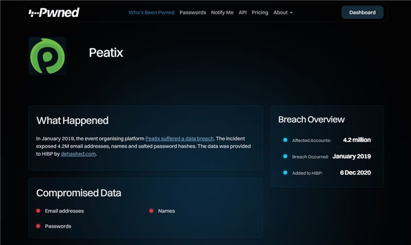 侵害ページ 漏えいの詳細