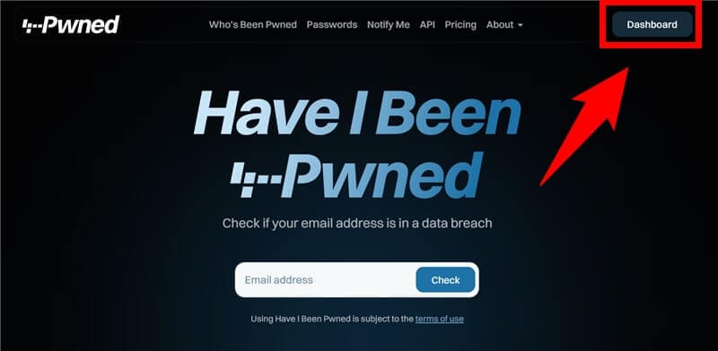 Have I Been Pwned ダッシュボードサインイン